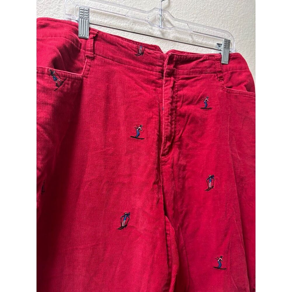 Casablanca Sport VTG Corduroy Pants Women's 16 Ski Skier Embroidery Novelty Red - Picture 3 of 5